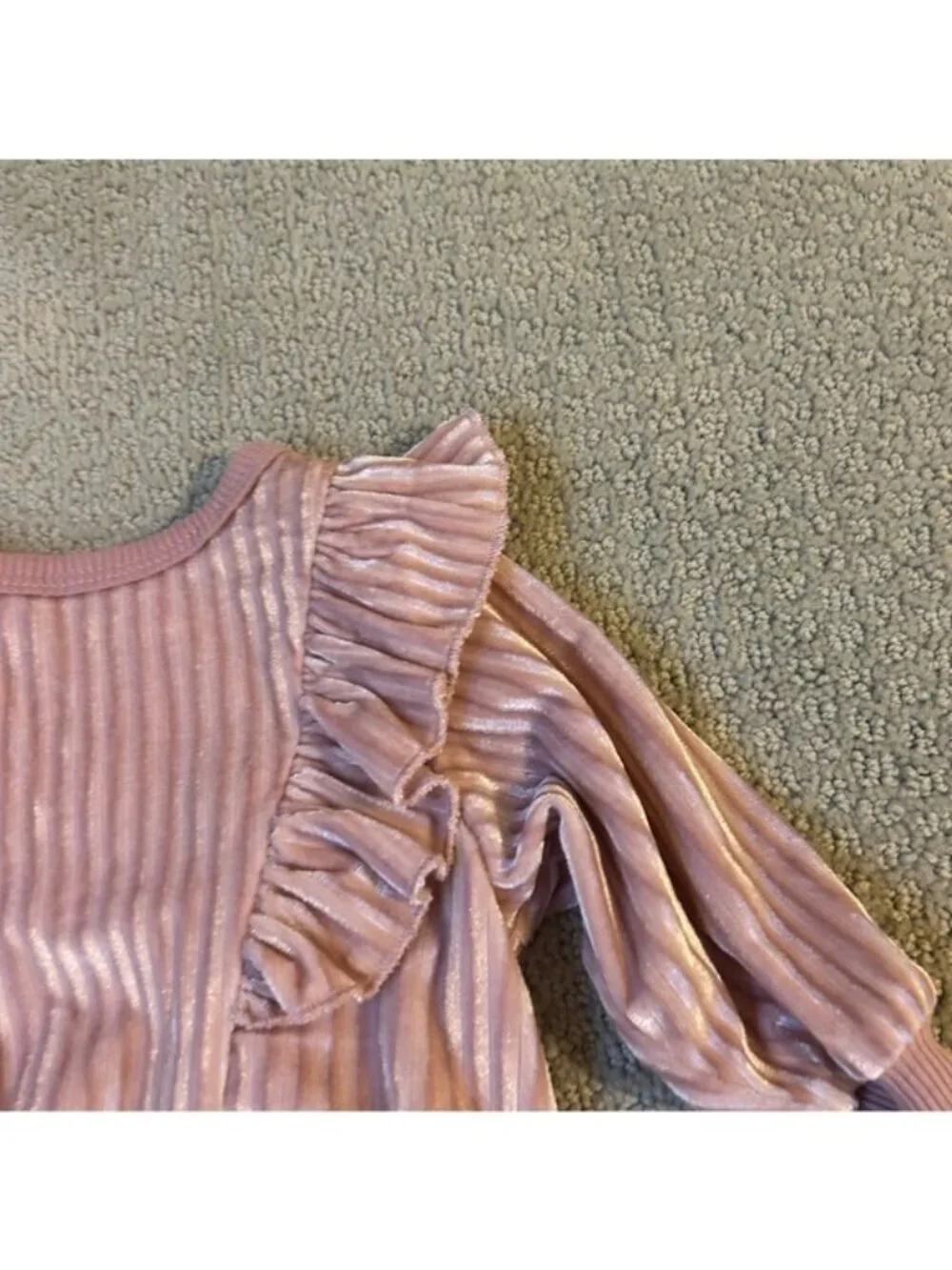 Tahari Baby Girls Pink Velour Velvet Ruffle Two Piece Outfit Size 3 Months